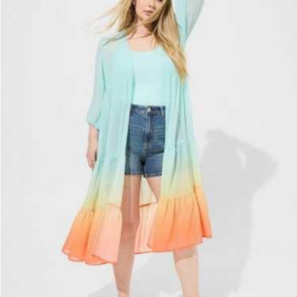 Torrid Aqua Kimono/Swim Cover Up